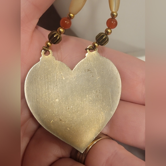 Vintage Enamel Cloisonne Floral Heart Pendant - Picture 6 of 9